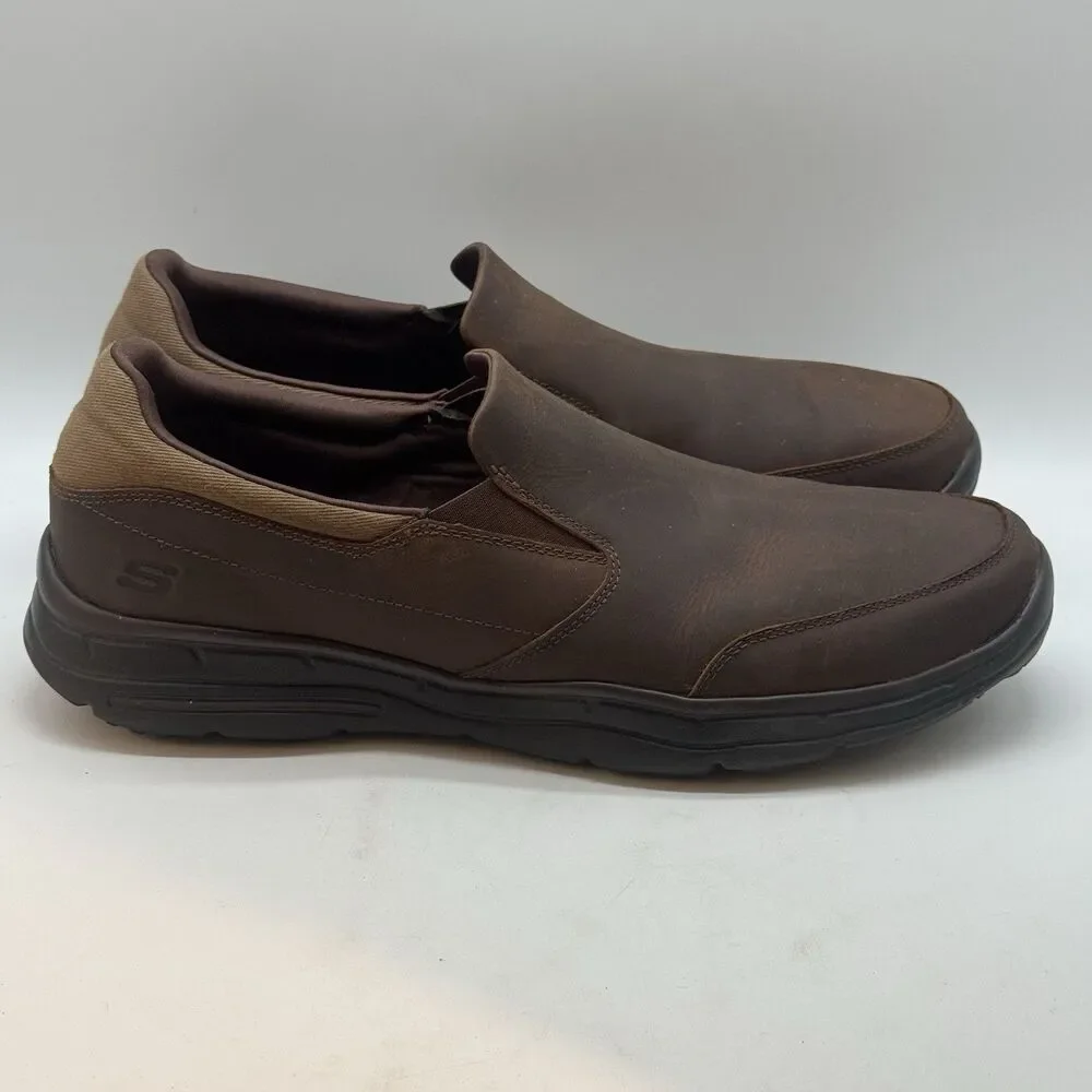 Skechers Glides Calculous 64589 Loafers Men's 16 Dark Brown Leather Gel Infused